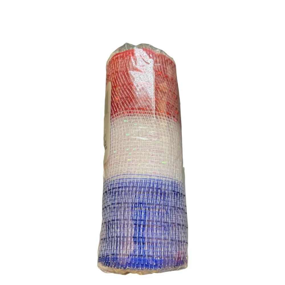 Floral Garden July 4th Red White Blue Decorative Mesh Ribbon 6 in.x 5 yd Roll